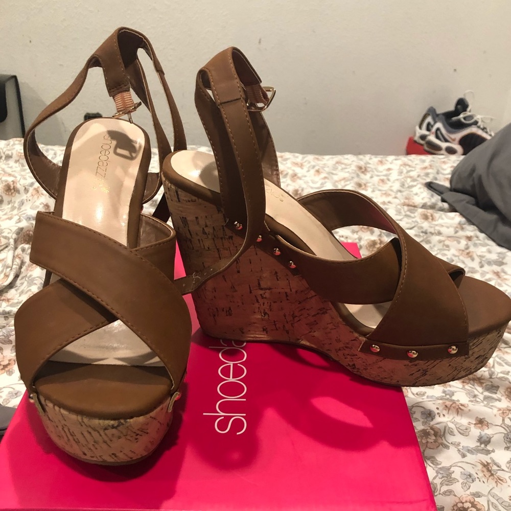 Brown wedge sandals